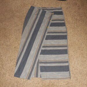 Free People Denim Look Blue Gray Midi Asymmetrical Skirt 12